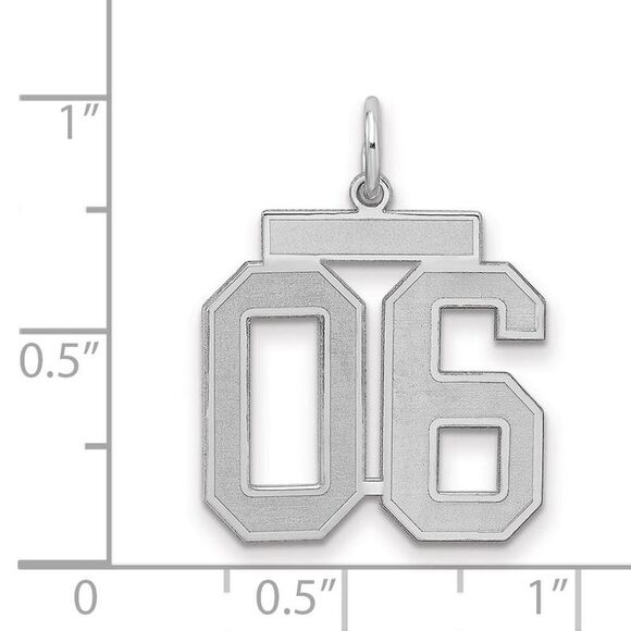 Sterling Silver, Jersey Collection, Medium Number 06 Pendant - Picture 2 of 3